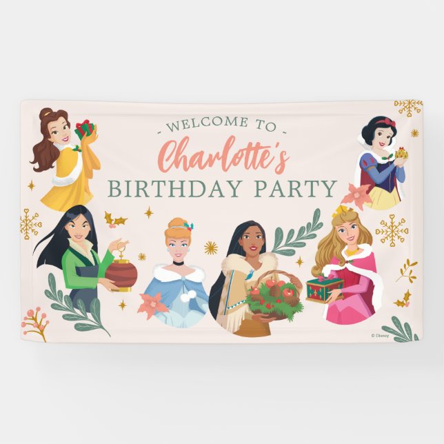 Disney Princess Holiday Birthday Banner (Horizontal)