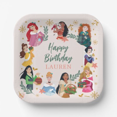 Disney Princess Holiday Birthday Paper Plates