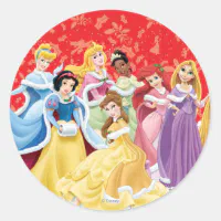 Disney Princess, Holiday Dresses Classic Round Sticker