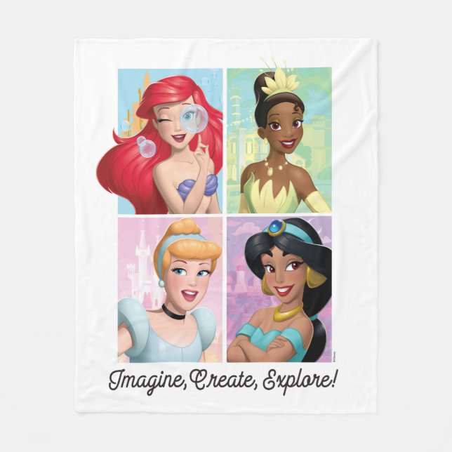 Disney Princess "Imagine, Create, Explore!" Fleece Blanket (Front)