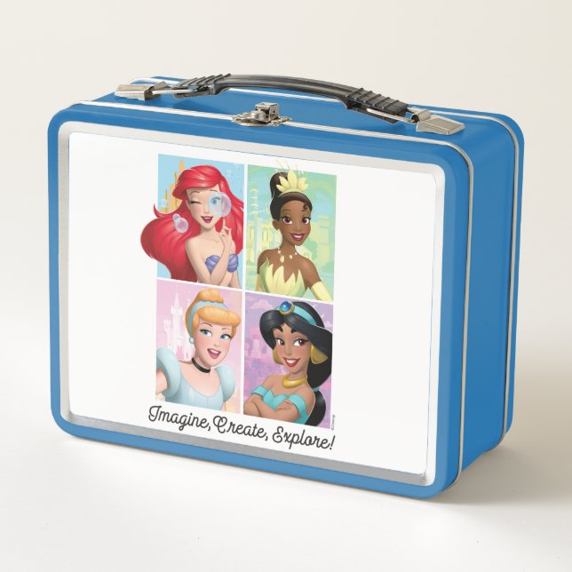 Disney Princess "Imagine, Create, Explore!" Metal Lunch Box (Front)
