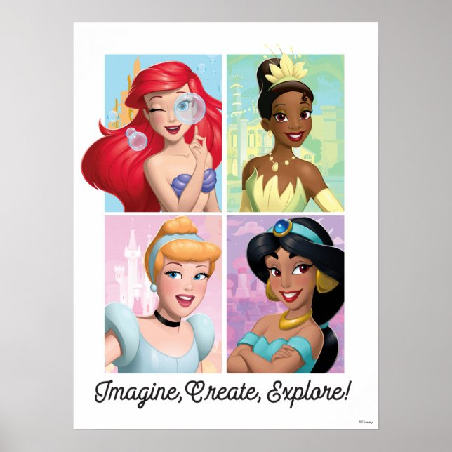 Disney Princess "Imagine, Create, Explore!" Poster (Front)