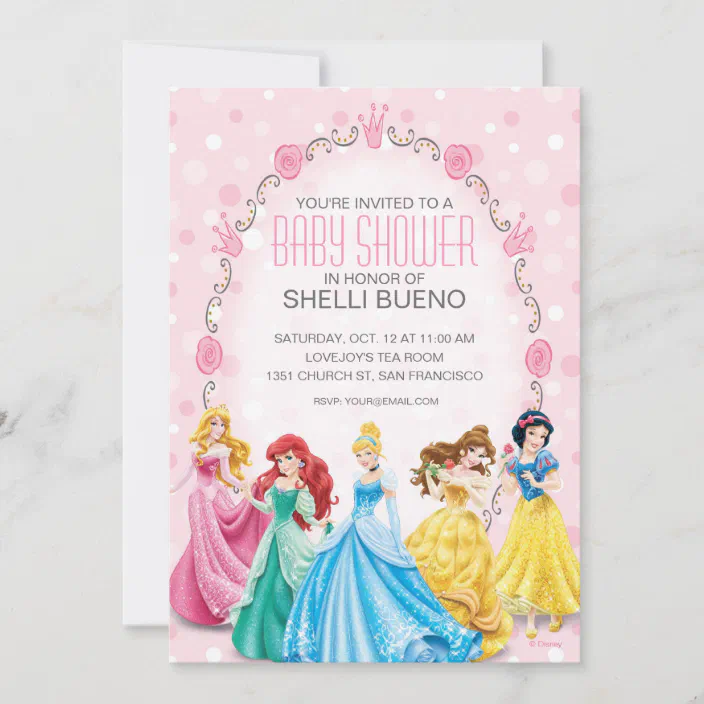 Fill In Set of 10 Princess Baby Shower Invitations For Girl