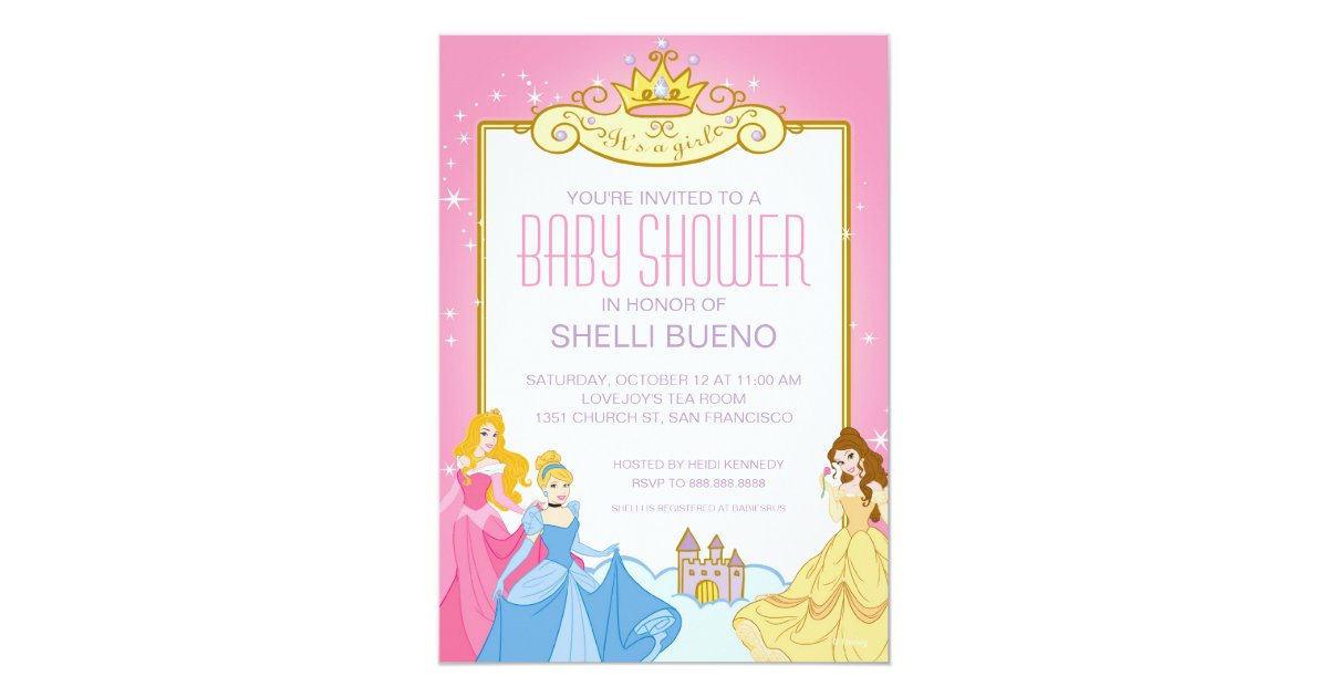 Disney Princess It S A Girl Baby Shower Invitation Zazzle Com