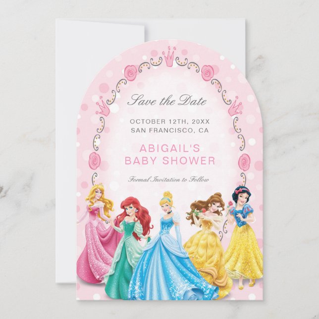 Disney Princess It's a Girl Baby Shower Save The Date (Front)