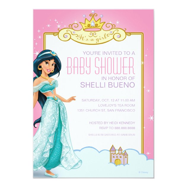 Disney Princess Jasmine It's A Girl Baby Shower Invitation