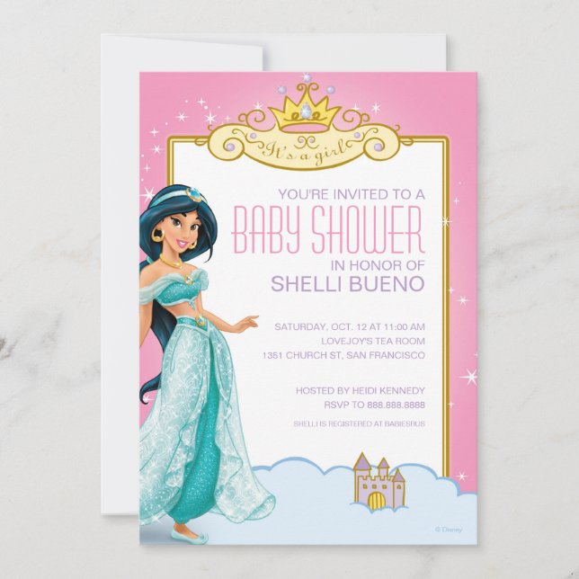Disney Princess Jasmine It's a Girl Baby Shower Invitation (Front)