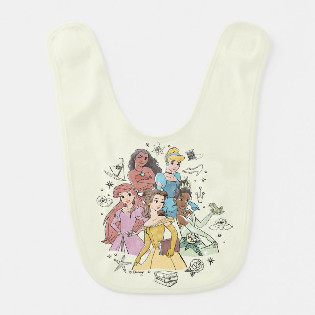 Disney Princess Marker Doodles Baby Bib (Front)