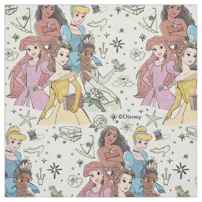 Disney Princess Marker Doodles Fabric