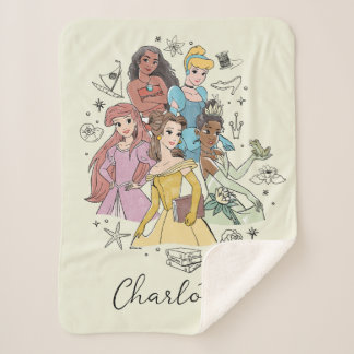 Disney Princess Marker Doodles Sherpa Blanket