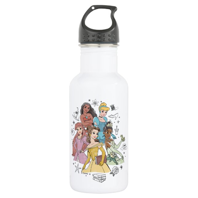 Disney Princess Marker Doodles Stainless Steel Water Bottle (Front)