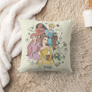 Disney Princess Marker Doodles Throw Pillow