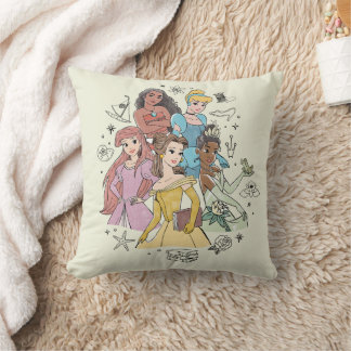 Disney Princess Marker Doodles Throw Pillow