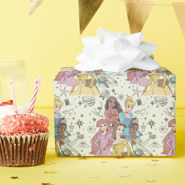 Disney Princess Marker Doodles Wrapping Paper (Birthday Party)