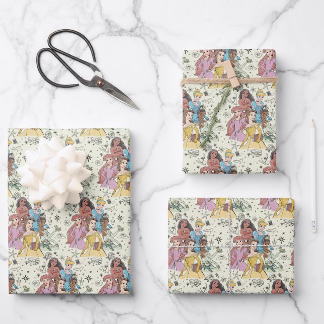 Disney Princess Marker Doodles Wrapping Paper Sheets (Front)