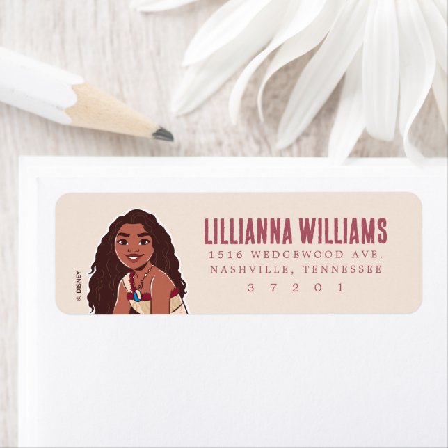 Disney Princess Moana Girl's Birthday  Label (Insitu)