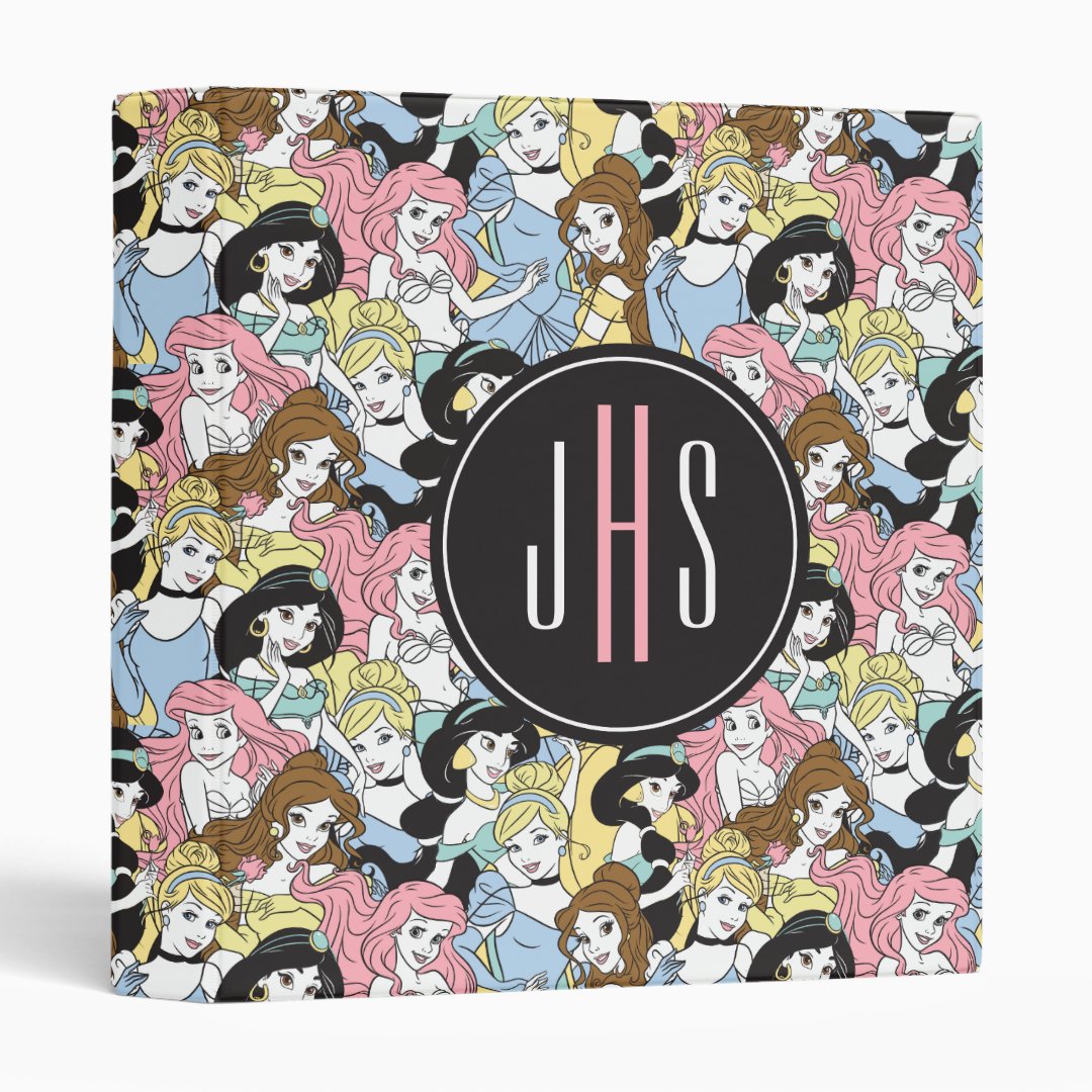 Disney Princess | Monogram Oversized Pattern 3 Ring Binder | Zazzle