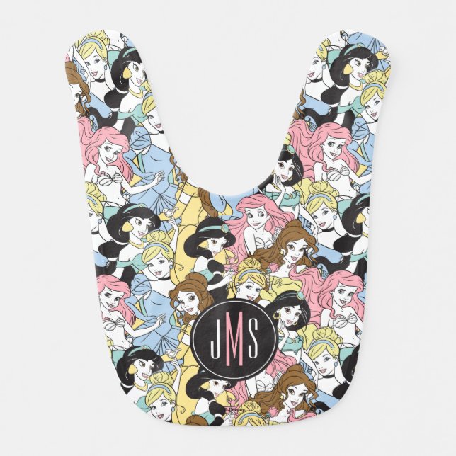 Disney Princess | Monogram Oversized Pattern Bib (Front)