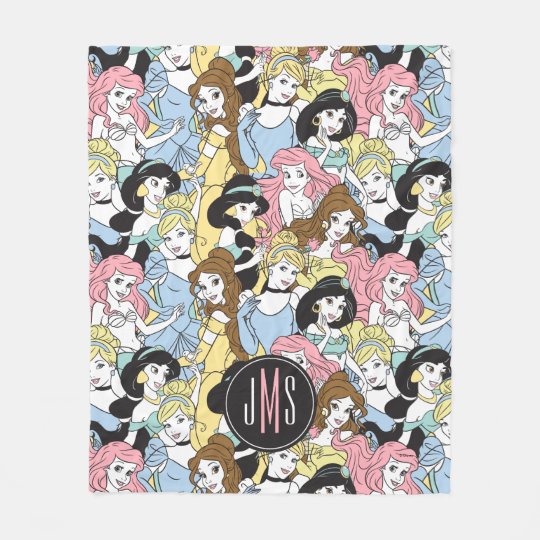disney princess monogram oversized pattern fleece blanket zazzle com