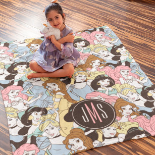 Disney Princess   Monogram Oversized Pattern Fleece Blanket