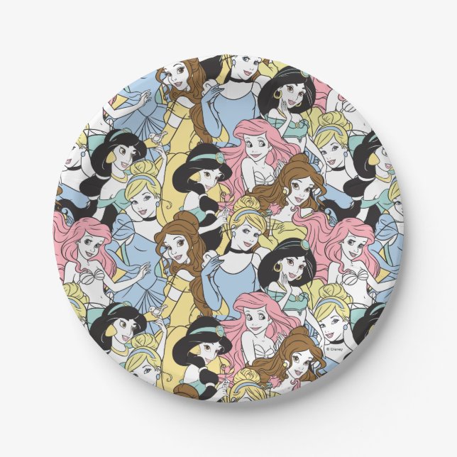 Disney Princess | Monogram Oversized Pattern Paper Plates (Front)