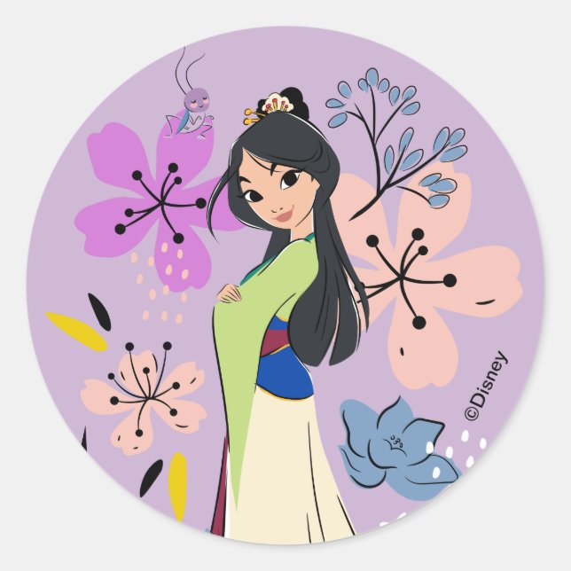 Disney Princess | Mulan in the Garden Classic Round Sticker (Front)