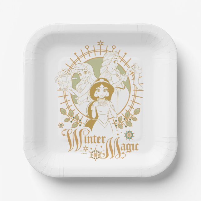 Disney Princess Ornaments | Winter Magic Paper Plates (Front)