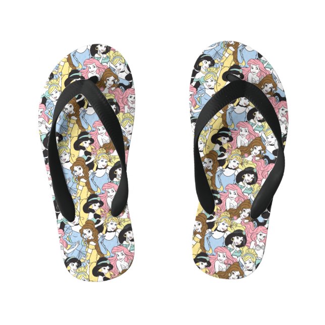 Disney Princess | Oversized Pattern Kid's Flip Flops (Footbed)