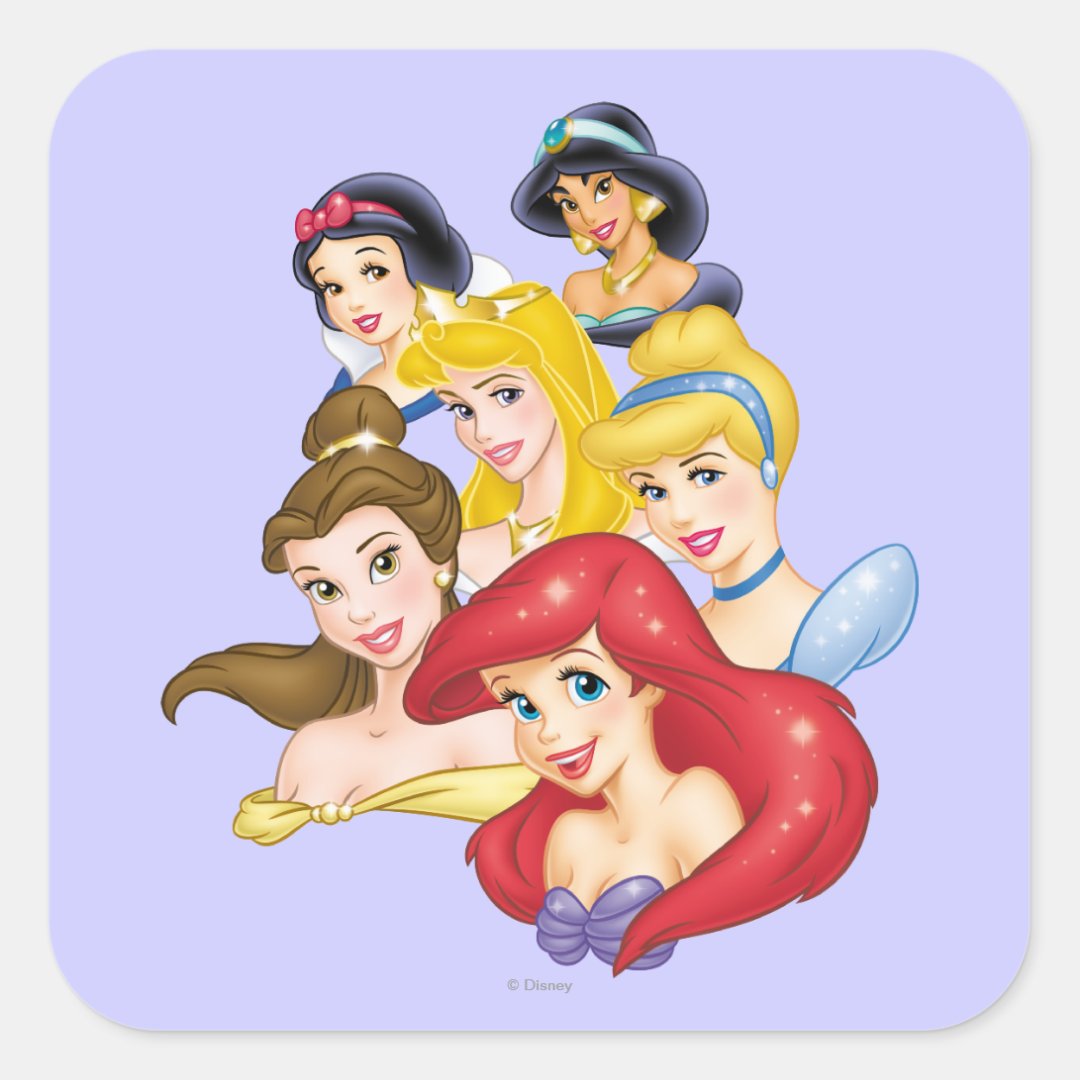 Disney Princess | Princesses Portraits Square Sticker | Zazzle