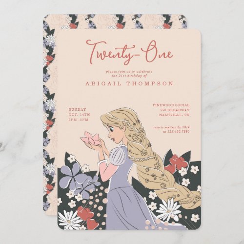 Disney Princess Rapunzel  21st Birthday Invitation