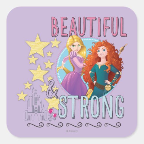 Disney Princess  Rapunzel and Merida Square Sticker
