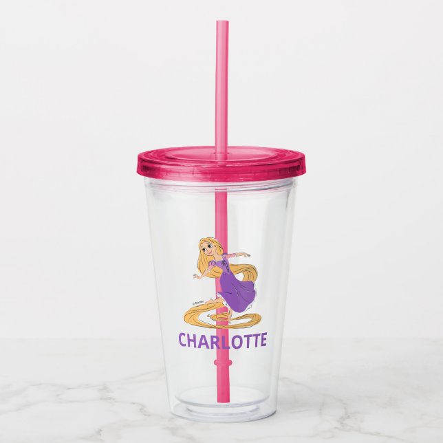 Disney Princess Rapunzel Birthday Party Favor Acrylic Tumbler (Front)