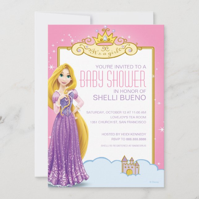 Disney Princess Rapunzel It's a Girl Baby Shower Invitation (Front)