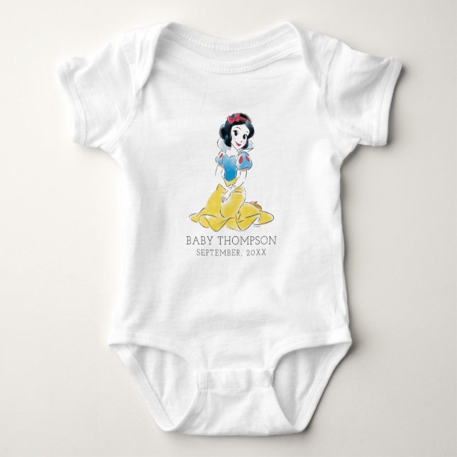 Disney Princess Snow White Announcement Date Baby Bodysuit (Front)