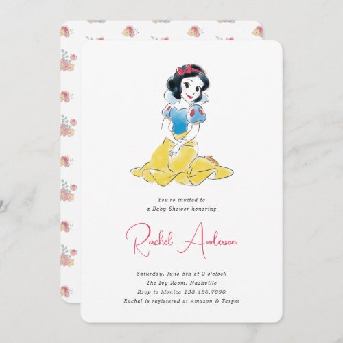 Disney Princess Snow White  Girl Baby Shower Invitation