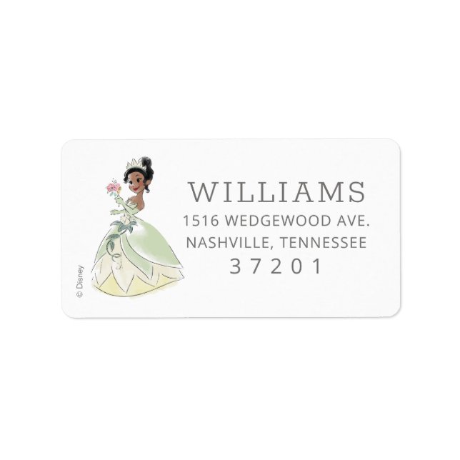 Disney Princess Tiana |  Girl Baby Shower Label (Front)