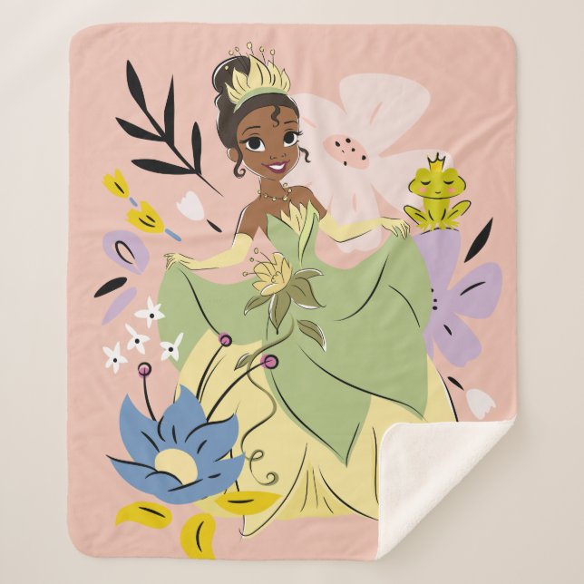 Disney Princess | Tiana in the Garden Sherpa Blanket (Front)