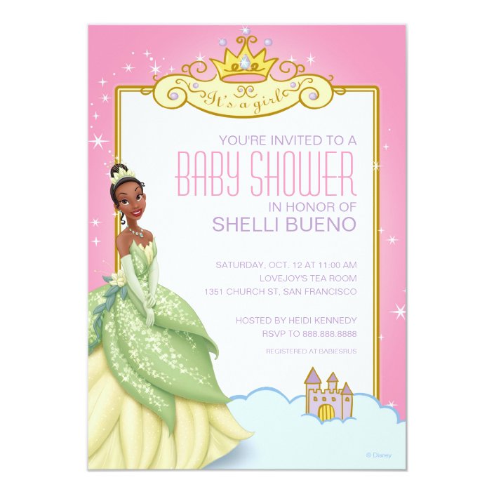 disney princess tiana it's a girl baby shower invitation  zazzle