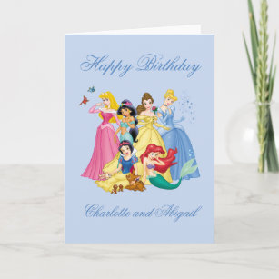 Disney Princess   Twins Happy Birthday Card