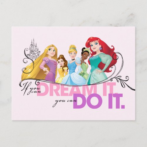 Disney Princesses  Never Give Up Postcard