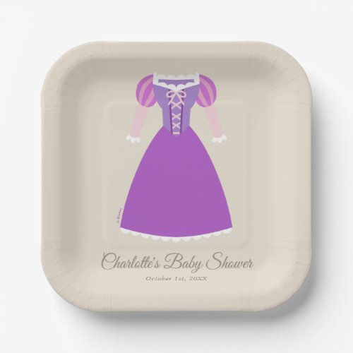 Disney Rapunzel Dress  Girl Baby Shower  Paper Plates