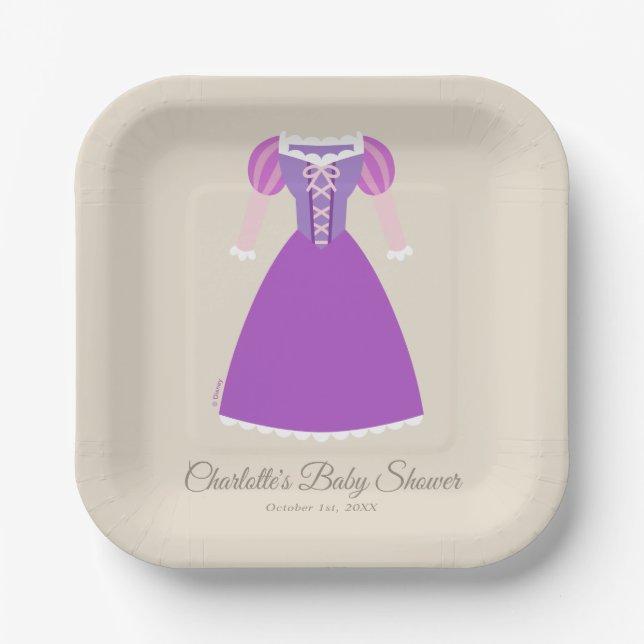 Disney Rapunzel Dress | Girl Baby Shower  Paper Plates (Front)