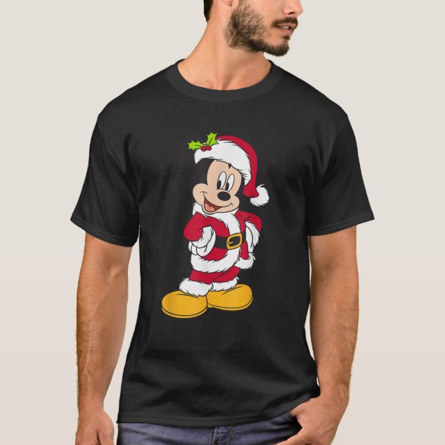 Disney Santa Mickey Mouse Holiday Short Sleeve  T-Shirt (Front)