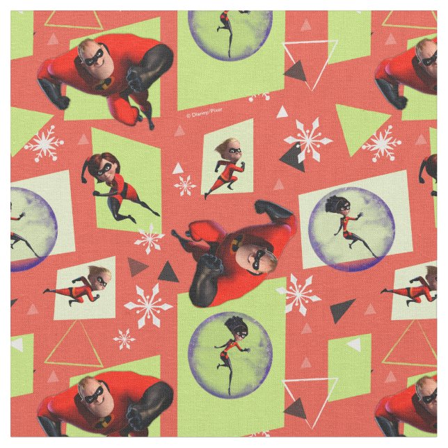 Disney | The Incredibles | Retro Holiday Pattern Fabric (Close Up)