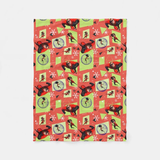 Disney | The Incredibles | Retro Holiday Pattern Fleece Blanket (Front)