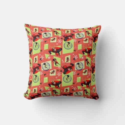 Disney  The Incredibles  Retro Holiday Pattern Throw Pillow