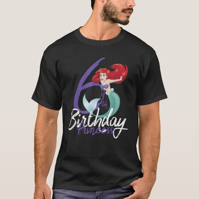 Disney The Little Mermaid Ariel 6th Birthday Princ T-Shirt (Front)