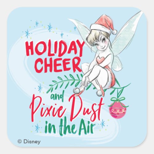 Disney  Tinker Bell  Holiday Cheer Quote Square Sticker