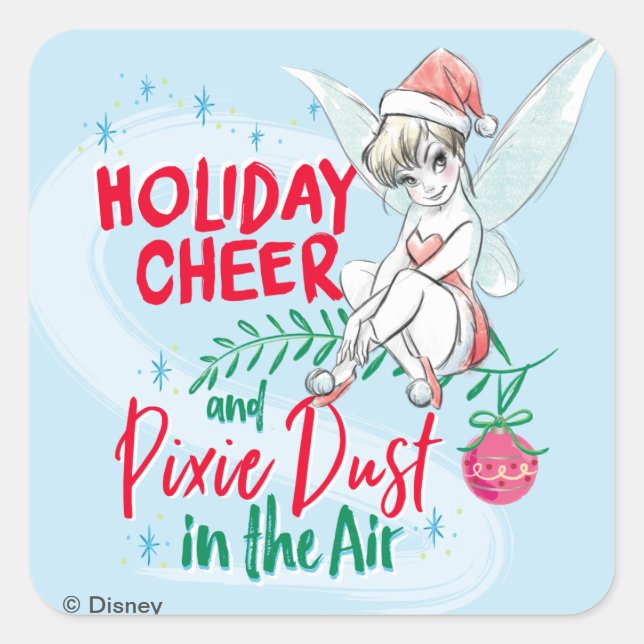 Disney | Tinker Bell | Holiday Cheer Quote Square Sticker (Front)