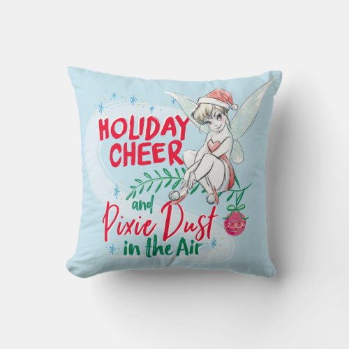 Disney  Tinker Bell  Holiday Cheer Quote Throw Pillow